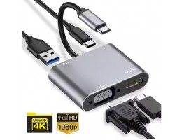 Pretvornik Thunderbolt 3 USB-C (m) => VGA (ž) IN HDMI 4K 1080P in za polnjenje c-type do 20V, ter usb prenos podatkov 5gbps